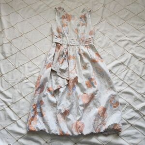 SHAKA Thai Designer Cotton Silk Abstract Floral Dress Medium Sleeveless